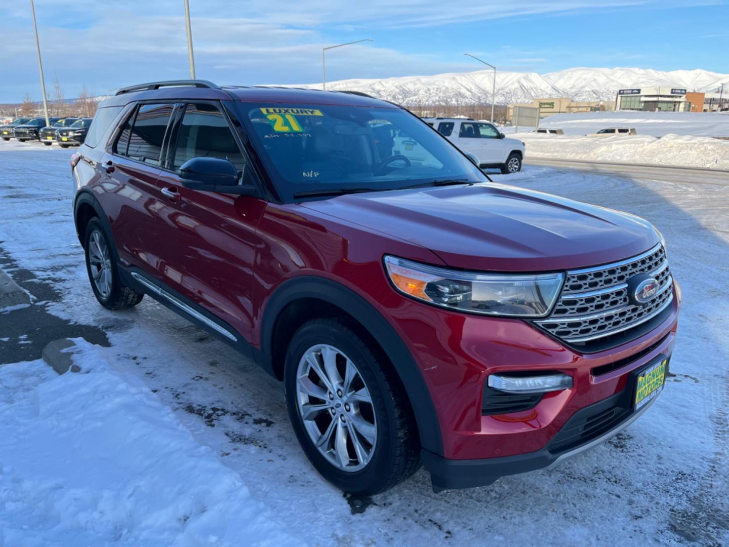 2021 Red /black leather Ford Explorer Limited AWD (1FMSK8FH7MG) with an 2.3L L4 DOHC 16V engine, 10A transmission, located at 1960 Industrial Drive, Wasilla, 99654, (907) 274-2277, 61.573475, -149.400146 - Photo#6